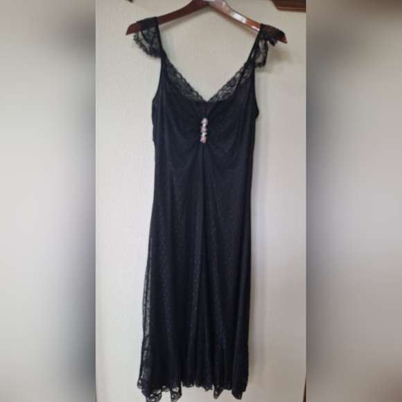 Vintage Y2K Betsey Johnson Black Lace Slip Dress. Womens size S/M - Picture 1 of 11